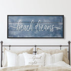 NATVVA Beach Dreams Sign Canvas Art Prints Painting Vintage Housewarming Picture Artwork Home Bedroom Farmhouse Rustic Beach House Decoration No Frame