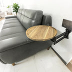 Retractable Wall Mount Folding Table, Adjustable Wall Mounted Coffee Table, Balcony Coffee Table, 13.78 Inch Round Wooden Tabletop, Acacia Brown, Adjustable Angle, Space-Saving Design (black, large)