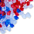 PMLAND Clear Fake Ice Rocks – 550Pcs Large Acrylic Gems Crushed Plastic Diamonds, Red White Blue (3Lbs/2.25 Quarts) – Bulk Vase Filler for Centerpieces Patriotic Theme Décor Aquarium Table Scatter