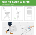 50 Pack White Plastic Folding Chair, Plastic Foldable Chair for Indoor Outdoor Use, Portable Stackable Commercial Seat with Steel Frame 350lb Capacity for Wedding Party Dining School Event