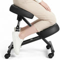 VEVOR Ergonomic Kneeling Chair with Wheels, Mobile X-Shaped Posture Knee Chair with Adjustable Height & Thick Foam Cushions, Natural Relief for Neck or Back Pain for Home, Office or Meditation, Black
