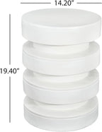 Merax MGO Round Side Table for Indoor Outdoor, Modern Sofa End Table, Small Coffee Tables for Living Room, Bedroom, Night Stand Bedside Table, No Assembly Required, White