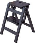 Portable Wooden Folding Step Ladder with 2 Steps Nonslip Compact and Safe Stool Chair for Household Use