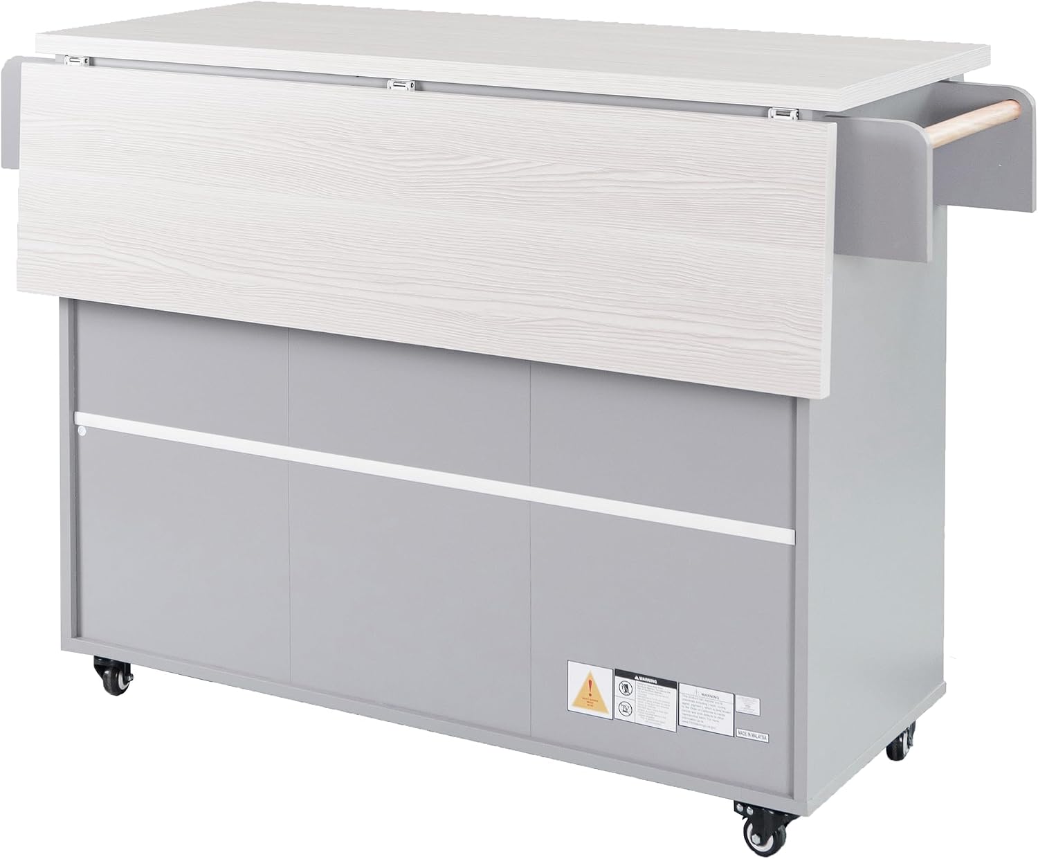 Ball & Cast Kitchen Island with Trash Can Storage Cabinet,Kitchen Cart W/Drop Leaf,Spice Rack,Towel Rack and Drawers,Rolling Kitchen Islands on Wheels W/Adjustable Shelf for Dining Room,Grey