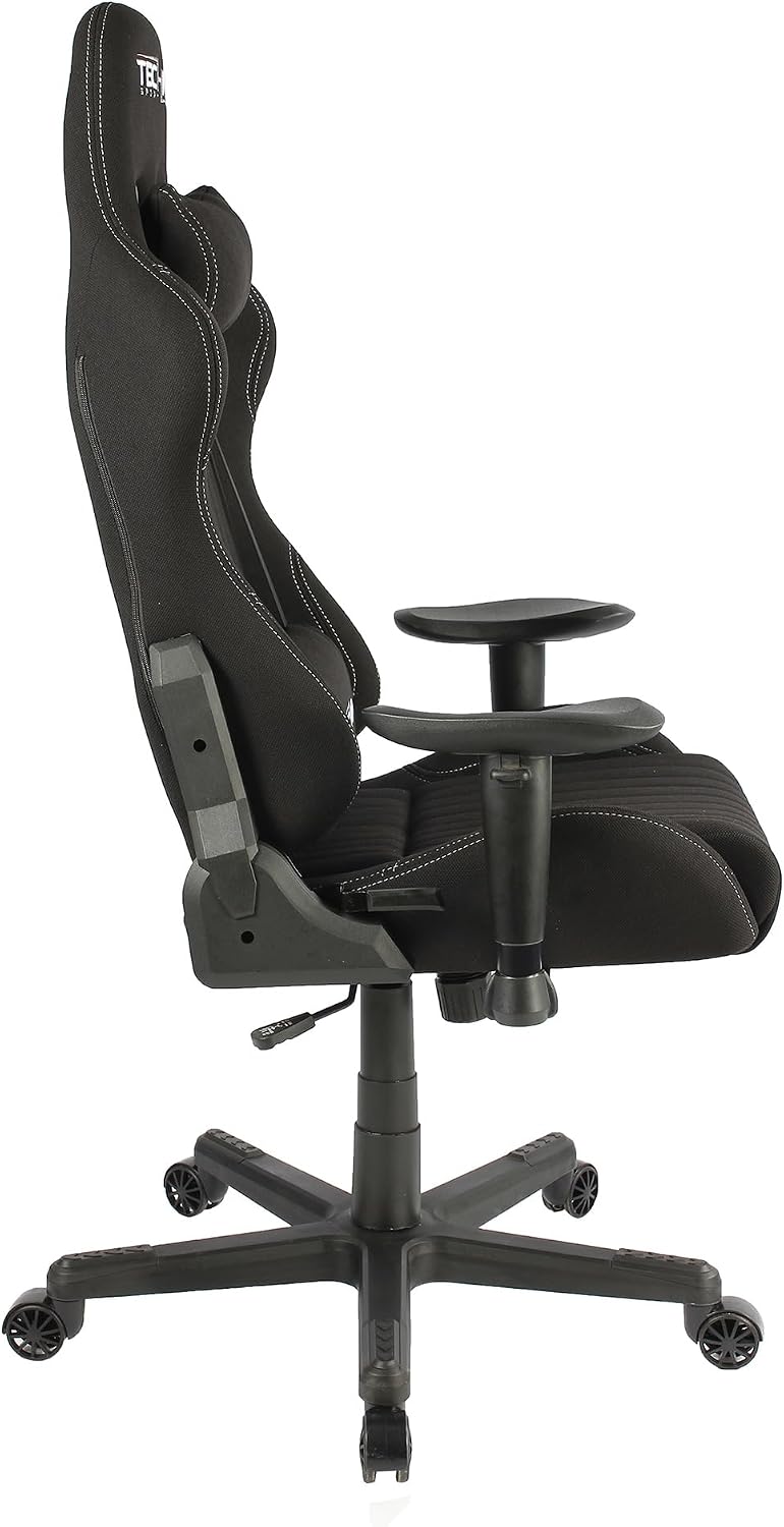 Techni Sport High Back Racing Chair with Foam Seat and Padded Arms, Reclining Gaming Chair with Height and Tilt Adjustment, Black