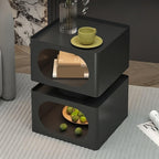 Modern Metal Square Nightstand 2-Tier Open Storage Small Bedside Table Sofa End Table for Living Room & Office Heavy Duty