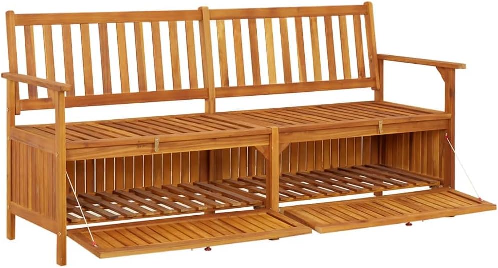 Solid Wood Outdoor Storage Bench, Wooden Deck Box with Seating & Armrest, Patio Organizer with Seat for Garden Porch Deck Backyard Poolside,-910