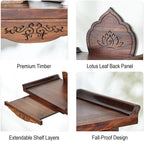 Wall Mounted Shrine Buddhist Altar, Personal Shrine Stand with Retractable Pull Plate, Wood Prayer Meditation Table for Living Room, Bedroom, Office