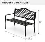 Outdoor Bench 50 in Metal Garden Bench 550 lbs Park Patio Yard Porch Bench