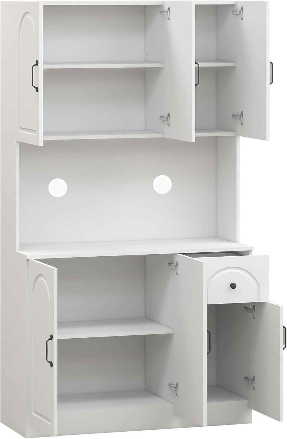 71" Pantry Cabinet,Freestanding Tall Cupboard Storage Cabinet with a Drawer,Tall Kitchen Pantry Storage Cabinet with Microwave Stand for Living Room, Dining Room,White
