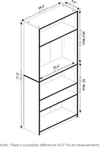 Furinno Jaya Book Shelf, 5-Tier Bookshelf, Bookcase with Adjustable Shelves, 9.5 x 24.5 x 71.2, for Organization and Storage, for Living Room, Bedroom, Home Office, Blackwood