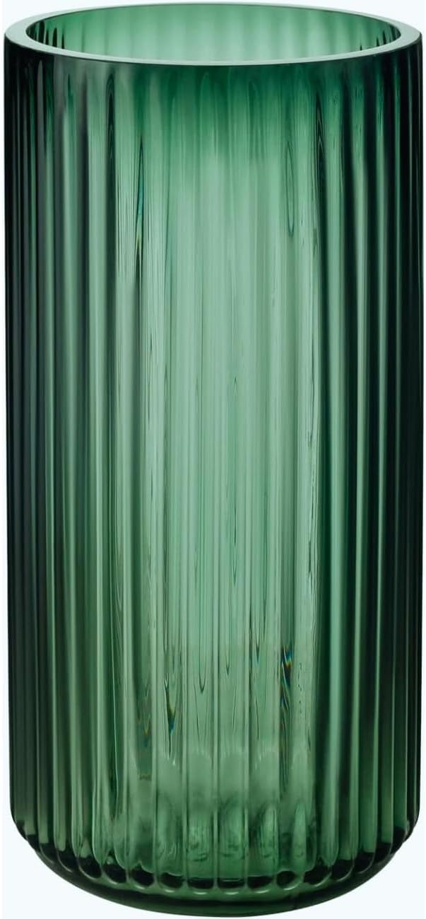DECORPIA 8 Inch Premium Thickened Green Glass Vase - Ribbed Glass Flower Vase for Rustic Home Decor, Decorative Vases for Flowers for Modern Farmhouse, Ideal for Shelf, Mantle, Table Entryway Décor