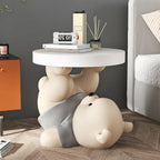 Resin Bear Side Table with MDF Top(Color:Brown)