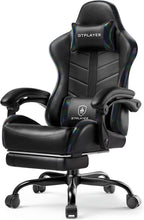 GTPLAYER Gaming Chair, Ergonomic Computer Office Chairs for Adults with Footrest, Height Adjustable, Linkage Armrests, 90-155° Recline & Headrest Lumbar Support, Black