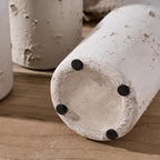 SIDUCAL Ceramic Rustic Farmhouse Vase Set of 3, Whitewashed Terracotta Vase, Clay Decorative Vases for Home Decor, Living Room, Shelf, Mantel Decoration(Rustic White)