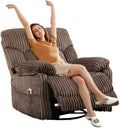 GRAINELL Swivel Rocker Recliner Chair with Massage and Heat, USB Charging Port, Infinite Position Power Recliner, Electric Glider Rocking Chairs for Living Room, Nursery, Brown
