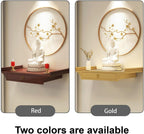 Wall-Mounted Shrine Altar, Prayer Meditation Table with Retractable Pull Plate, Buddha Shelf Statue Stand for Home, Office, Studio, Yoga(Red,15.7 * 9.1in)