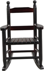 Kids Rocking Chair, Solid Wood Toddler Rocker, Indoor Outdoor Durable Children's Rocking Chair, Safe Anti-Tipping Design for Playroom, Bedroom, Backyard, Nursery (Black)