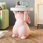 Side Table for Couch, Cute Style Rabbit Shape End Table, Living Room Decor with Resin Materials, Simple Modern Side Table, Creative Animal Entryway Table for Reception(White)