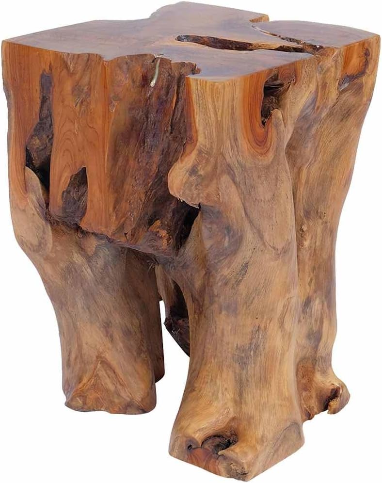 Rustic Stool Solid Teak Wood End Side Table, Small Wooden Stool, Plant Stand, Nightstand, Solid Teak Wood,-278