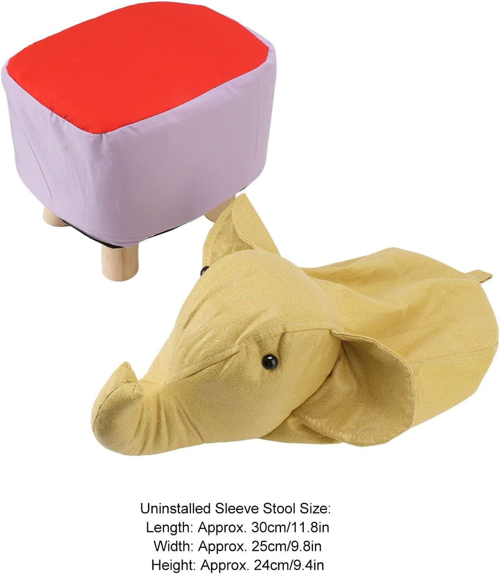 SUNGOOYUE Animal Footstools, Cute Elephant Stool with Soft Sponge and Anti Slip Patches, Sturdy Pine Wood Frame, for Nursery Bedroom Living Room Decor (Yellow)