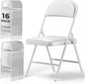 16 Pack Folding Chairs, PU Leather Folding Dining Chairs with Padded Cushion Seat & Back, Indoor Outdoor Folding Chair Set for Home Office, Parties, Events, Wedding, Extra Guest Seating