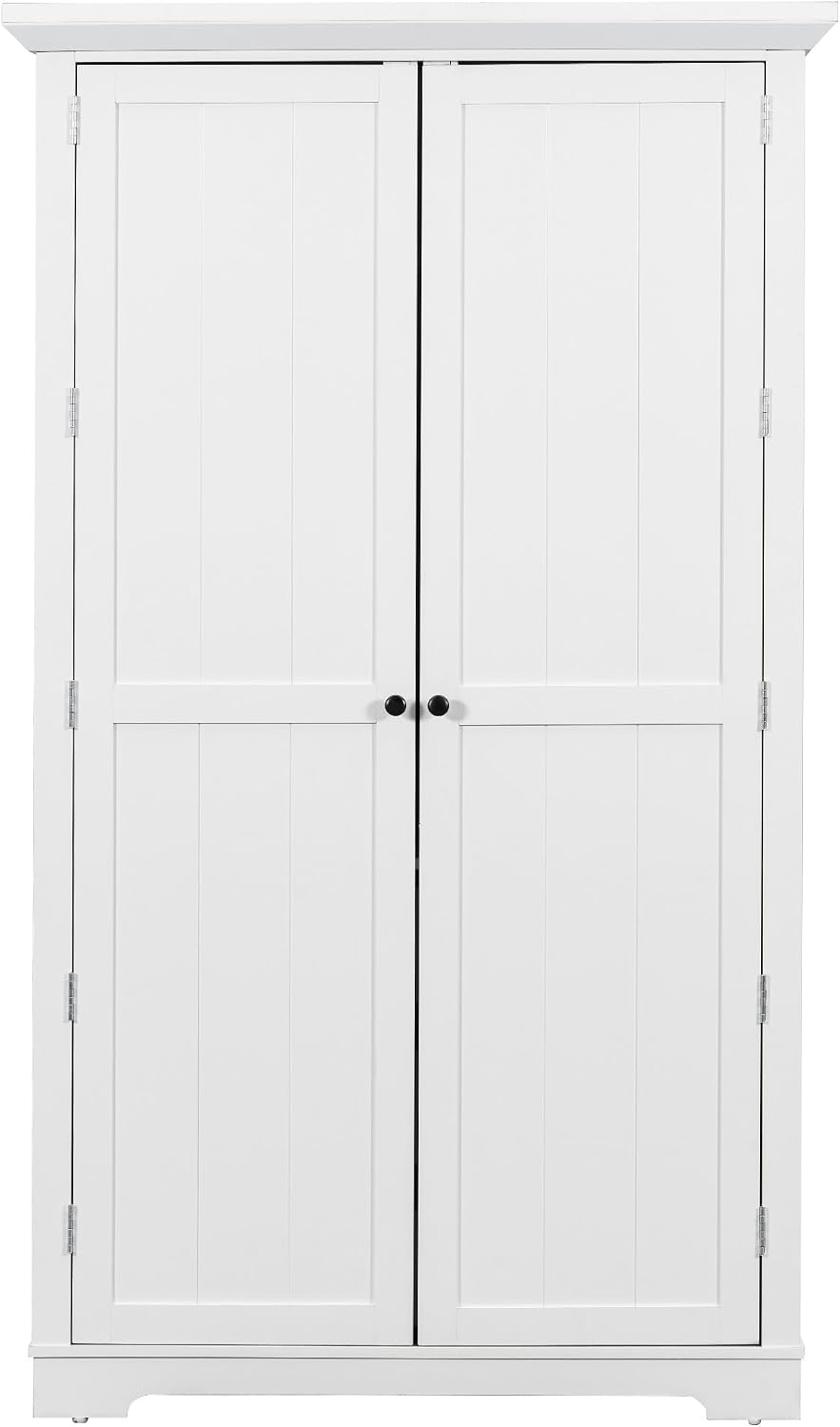 roomfitters 72" Kitchen Pantry Organizers and Storage Kitchen Cabinet, Hutch with Door Spice Racks and 6 Drawers, White