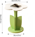 Funky Flower-Shaped Sofa Side Table, Small Nightstand/Coffee Table with Storage Tray, Cute Wooden End Tables, Creative Furniture Decorative for Living Room, Bedroom, Small Spaces(Pink)