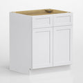 30 Inch White Shaker RTA Kitchen Base Cabinet, 30 W x 24 D x 34.5 H Floor Storage Cabinet with 2 Drawers and 2 Doors, Plywood Box, HDF Doors, Ready to Assemble