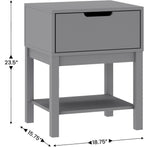 Flash Furniture Dallas Wood Nightstand Side Table, Kids Bedroom End Table with Storage Drawer and Shelf, Cutout Handle, Smooth Ball Bearing Slides, Gray