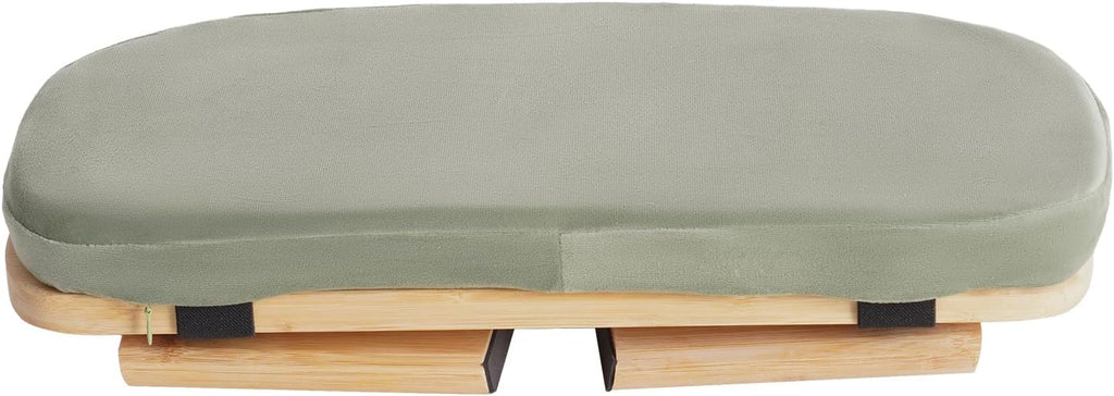 LOYALHEARTDY Meditation Bench - Bamboo Wood, Foldable Meditation Stool with Velvet Cushion Cover & Carrying Bag - Prayer Kneeler Chair for Yoga Or Sitting (Green)