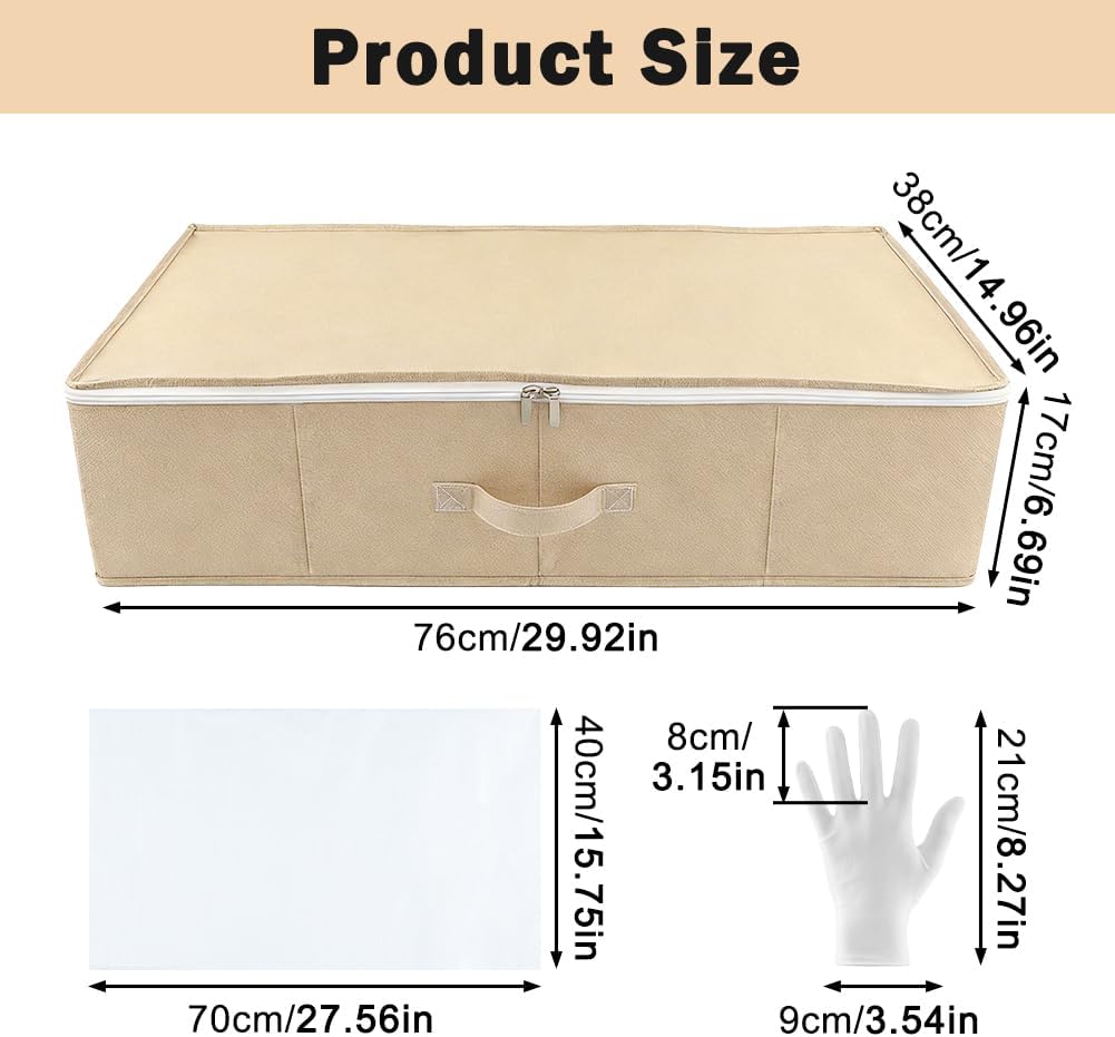 Wedding Dress Storage Box with 30 Acid-Free Paper and Microfiber Gloves, Large Wedding Dress Preservation Box Beige Storage Boxs for Weddingdress Heirlooms Gowns