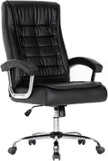 Executive Office Chair Adjustable Leather Chair, High Back Swivel Office Desk Chair with Padded, Armrest 350lbs Load-Bearing Spring Seat Computer Desk Chair for Home Office, Black