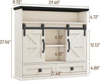 Vabches Bathroom Wall Cabinet, Farmhouse Medicine Cabinet with Double Sliding Barn Door and Storage Drawer, Wooden Vintage Storage Cabinet Wall Mounted for Bathroom, Kitchen, Rustic White and Black
