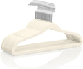 MIZGI Kids Velvet Hangers,Non-Slip Big Kids Hangers,14 Inch Hangers for Youth,Teen Clothes,Pack of 50（Ivory/Silver）