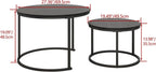 HOJINLINERO Round Coffee Table,Nesting Coffee Table Set of 2,Center Tables for Living Room,Office, Home Small Space,Stacking Side Tables,Sturdy and Easy Assembly,Wood Desktop,Black,Large
