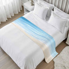 Bed Runner Scarf for King Size Bed, Blue Summer Beach Beds Scarf Throws for Foot of Bedding, Coastal Ocean Nautical Seaside Decorative Beds Runners for Bedroom Guestroom, 94"x20"