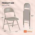 Bonnlo All Iron Metal Folding Chair,Lightweight Portable Folding Chair,Indoor/Outdoor Dual-Use Seating,Khaki(8 Pack)