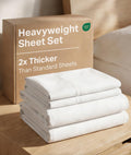 Extra Thick Heavyweight Queen Size 4 Piece Sheet Set – High End Super Luxury Bed Set – Premium Heavyweight Hotel Quality Sheets with Deep Pockets - Easy-Fit - Ultra-Soft, Warm & Wrinkle Free - White