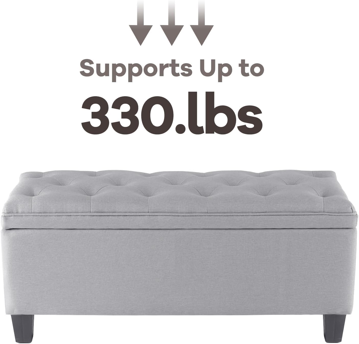 DUMOS Storage Ottoman Bench, Foot Rest with Legs, 16 x 40 x 18 Inches, End of Bed Bench, Storage Chest for Living Room,Bedroom, Entryway, Home Decor, Light Gray
