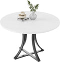 Jojoka Modern Industrial Round Dining Table for 4-6, Space-Saving Small Dining Table with x-Shaped Stable Pedestal, Circle Kitchen Tables for Dining Room & Living Room Easy to Assemble - White