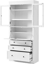 Freestanding Kitchen Pantry Storage Cabinet, 36 * 16.5 * 78 Inch Multifunctional Cupboard with 3 Drawers, Adjustable Shelves and Power Outlet for Dining Room, White