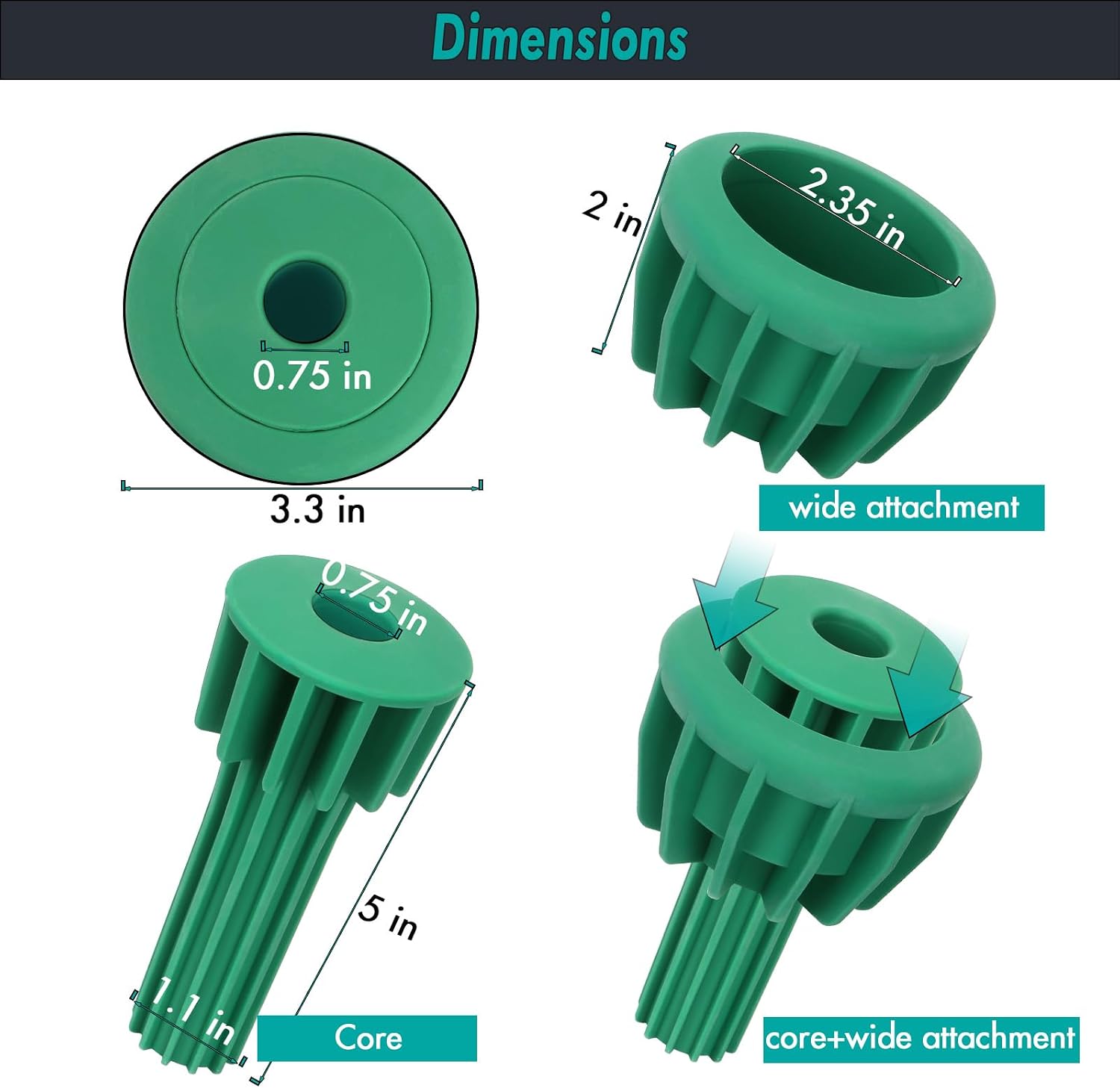 Cemetery Vase Rubber Inserts, Silicone Secure Flowers Holder for Headstone 2 Packs, Green