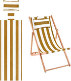 Beach Sling Chair Replacement Canvas, 16x44.5 Inch Folding Lounge Chair Fabric with Pillow for Beach/Sunbathing/Courtyard/Garden [Striped Brown, Only Replacement]