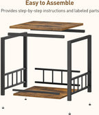 RALGEND End Table, Mini Fridge Stand with Storage, 20" Mini Fridge Cabinet with 2-Tier Storage Shelves, Mini Fridge Table Adjustable Feet, for Kitchen, Living Room, Rustic Brown and Black 5001RSBF