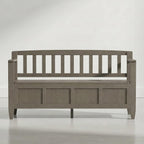 SIMPLIHOME Brooklyn Entryway Storage Bench - 48 inch Wide Solid Wood Storage Seat in Aged Grey, Contemporary Bench for Entryway or Living Room with Lift-Up Lid and Slatted Backrest