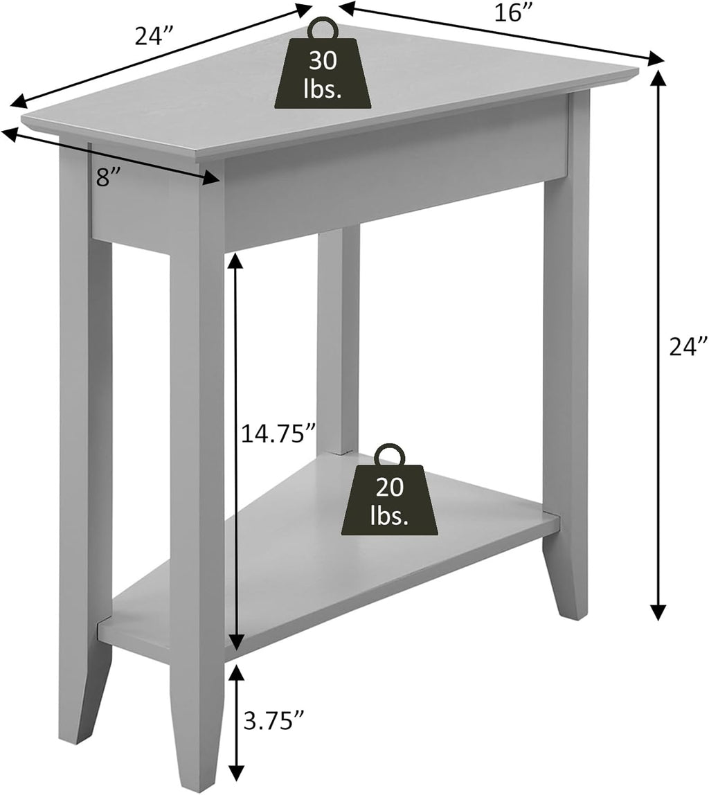 Convenience Concepts American Heritage Wedge End Table 24" - Classic Narrow Chairside Accent with Storage Shelf for Transitional Living Room, Ideal for Corners or in Between Chairs, Honey Oat