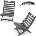 IVY&LANE Portable Xavier-Chairs Set of 2 | Folding-Adirondack-Chair | HDPE Plastic | Wave | Grey | All-Weather Resistant | for Outdoor Poolside Fire-Pit Patio Lawn Beach