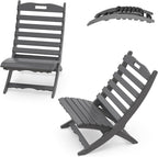 IVY&LANE Portable Xavier-Chairs Set of 2 | Folding-Adirondack-Chair | HDPE Plastic | Wave | Grey | All-Weather Resistant | for Outdoor Poolside Fire-Pit Patio Lawn Beach