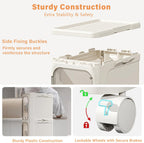 2-Tier Slim Bathroom Storage Cabinet, Narrow Storage Cabinet with Wheels, Adjustable Shelves, Magnetic Doors, Water-Proof, Anti-Tip Skinny Organizer Cabinet for Small Space, Cream White